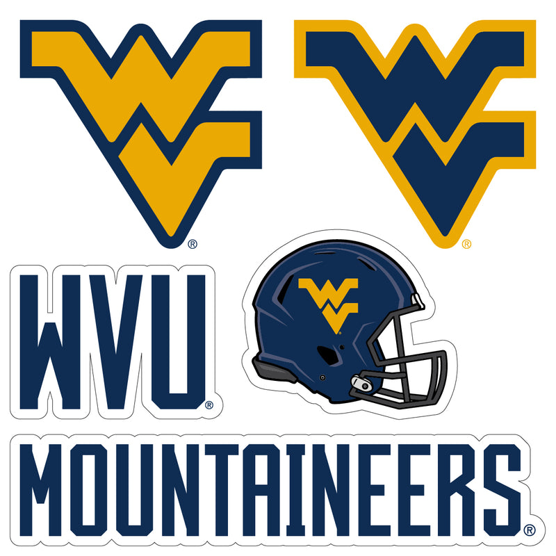 West Virginia Mountaineers Officially Licensed College Sticker Multipack - School Spirit Decal Set 5-Pack