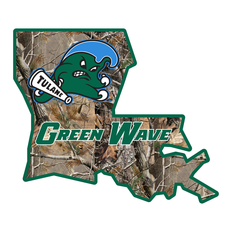Tulane University Green Wave Realtree Camouflage Vinyl Sticker/Magnet - Officially Licensed
