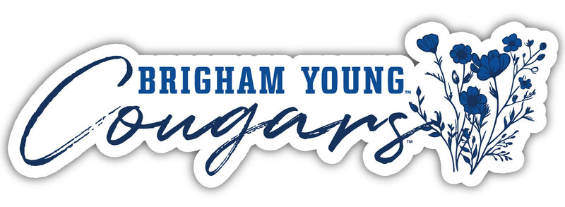 Brigham Young Cougars Script Floral Sticker/Magnet - Officially Licensed School Pride Decor