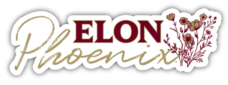 Elon University Script Floral Sticker/Magnet - Officially Licensed School Pride Decor