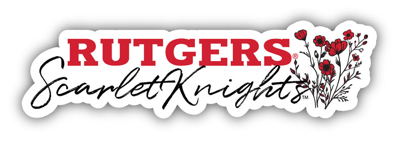 Rutgers Scarlet Knights Script Floral Sticker/Magnet - Officially Licensed School Pride Decor