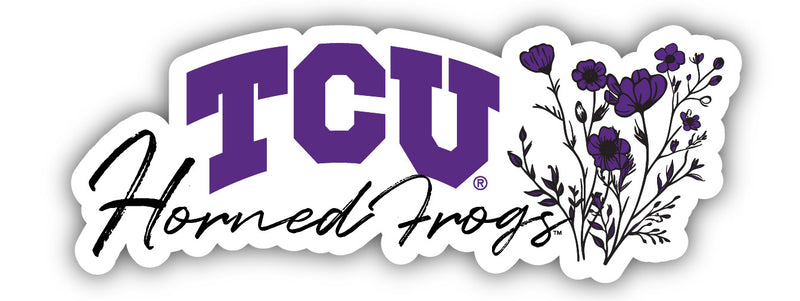 Texas Christian University Script Floral Sticker/Magnet - Officially Licensed School Pride Decor