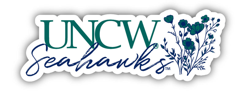 North Carolina Wilmington Seahawks Script Floral Sticker/Magnet - Officially Licensed School Pride Decor
