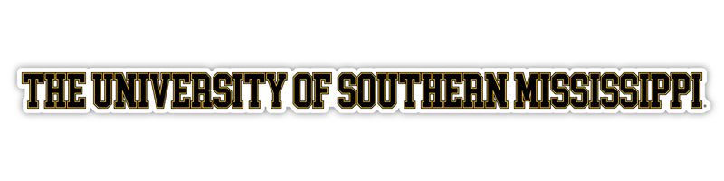 Southern Mississippi Golden Eagles Officially Licensed College Text Vinyl Decal – White, Clear and Holographic
