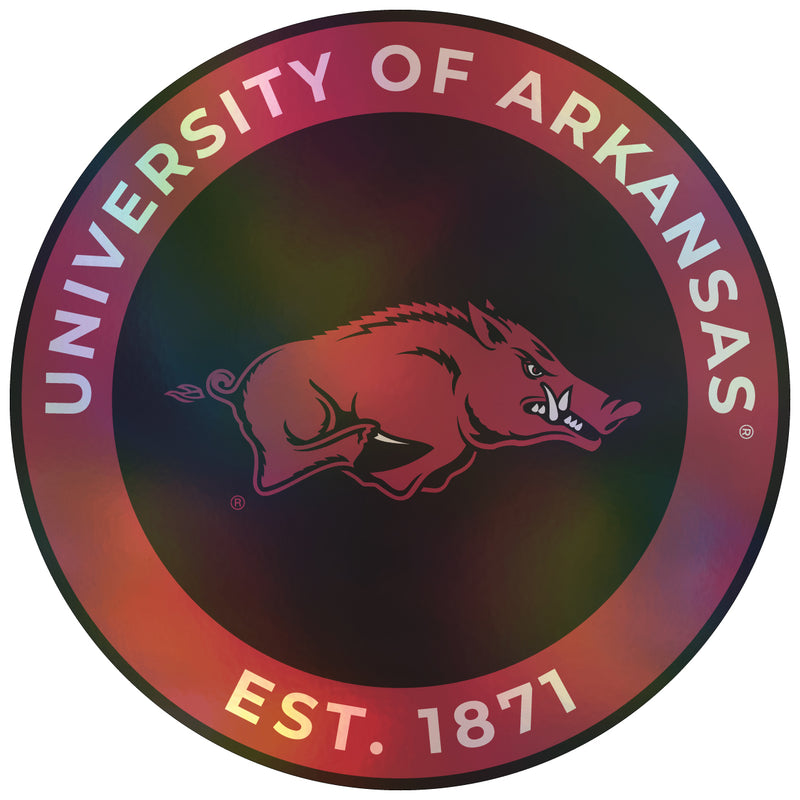Arkansas Razorbacks 6-Inch Holographic Vinyl Decal Sticker Officially Licensed Collegiate Product 4-Pack