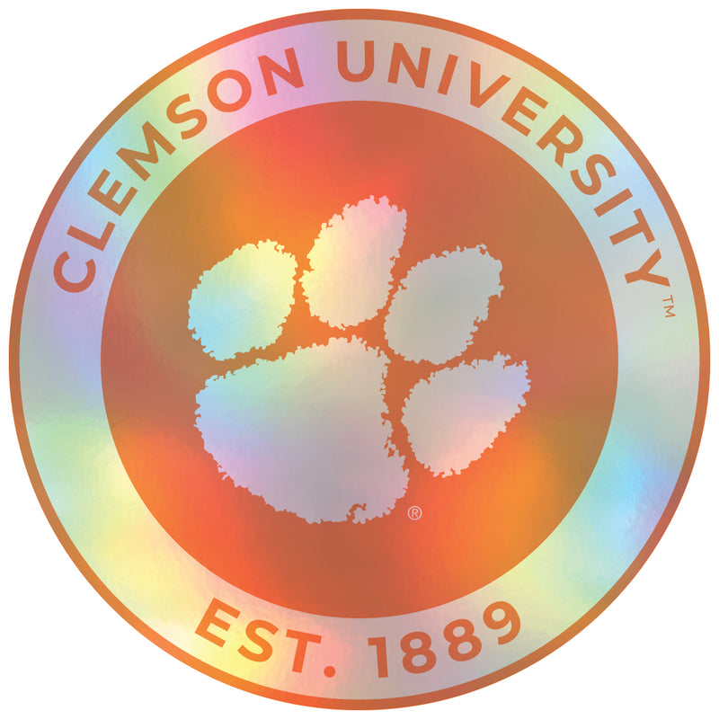 Clemson Tigers 6-Inch Holographic Vinyl Decal Sticker Officially Licensed Collegiate Product 4-Pack