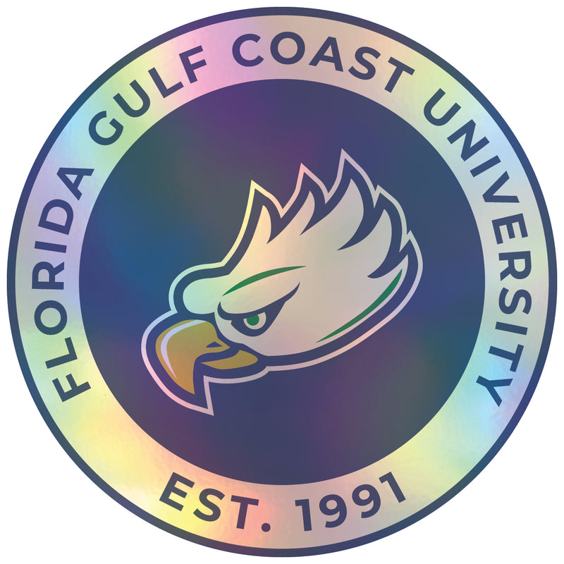Florida Gulf Coast Eagles 4-Inch Holographic Vinyl Decal Sticker Officially Licensed Collegiate Product 4-Pack