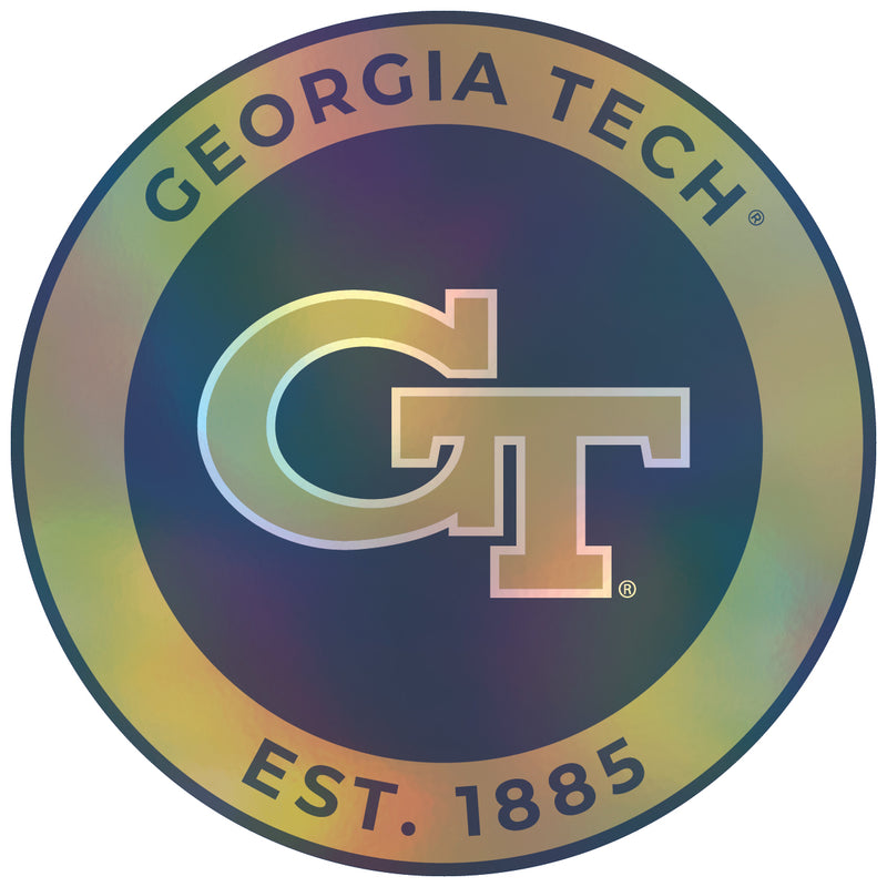 Georgia Tech Yellow Jackets 3-Inch Holographic Vinyl Decal Sticker Officially Licensed Collegiate Product 4-Pack