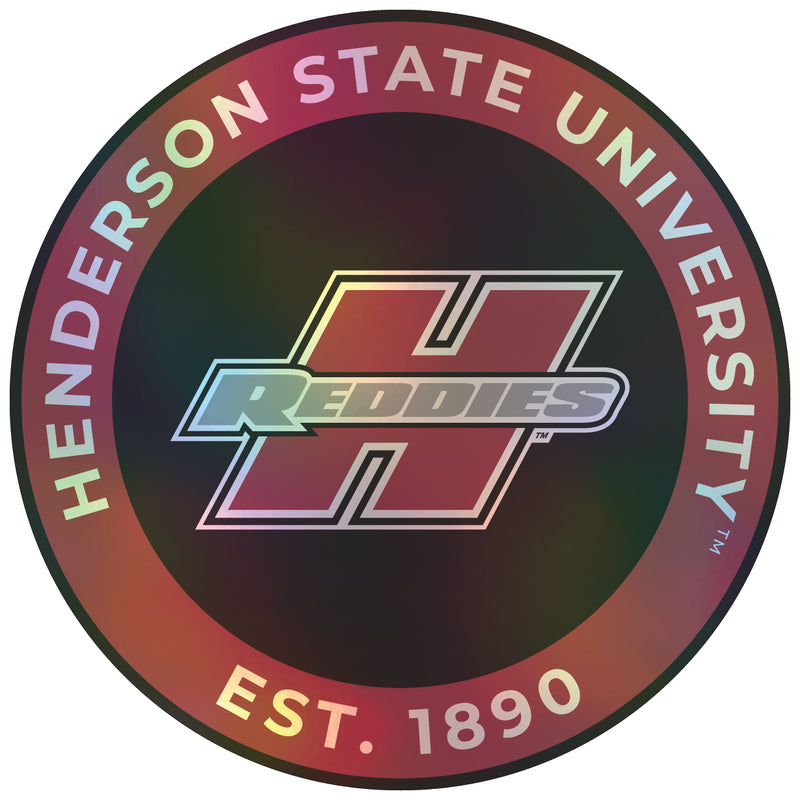 Henderson State Reddies 8-Inch Holographic Vinyl Decal Sticker Officially Licensed Collegiate Product 4-Pack