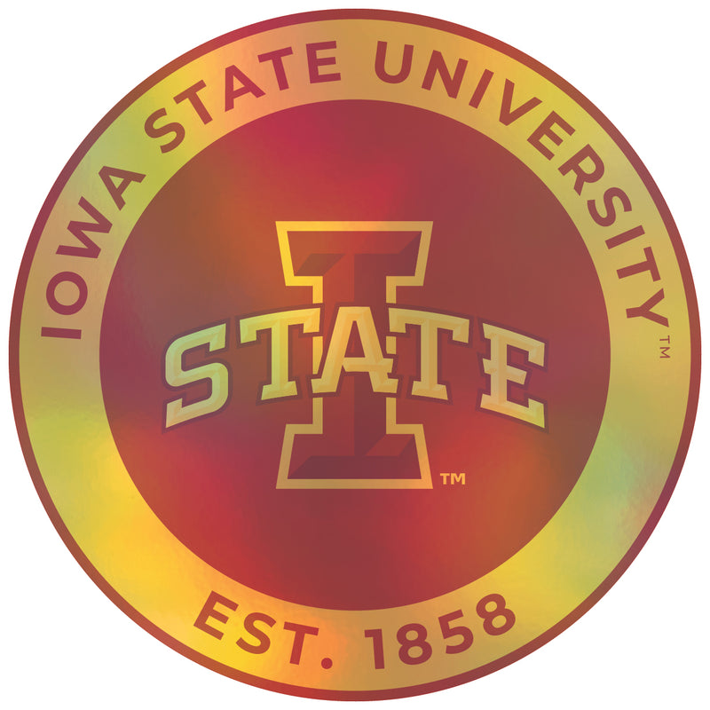 Iowa State Cyclones 4-Inch Holographic Vinyl Decal Sticker Officially Licensed Collegiate Product 4-Pack