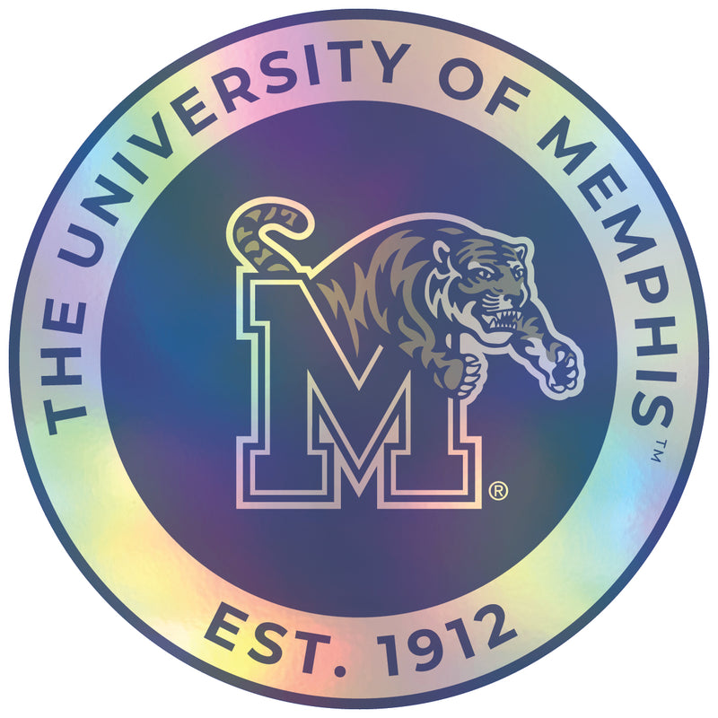 Memphis Tigers 6-Inch Holographic Vinyl Decal Sticker Officially Licensed Collegiate Product 4-Pack