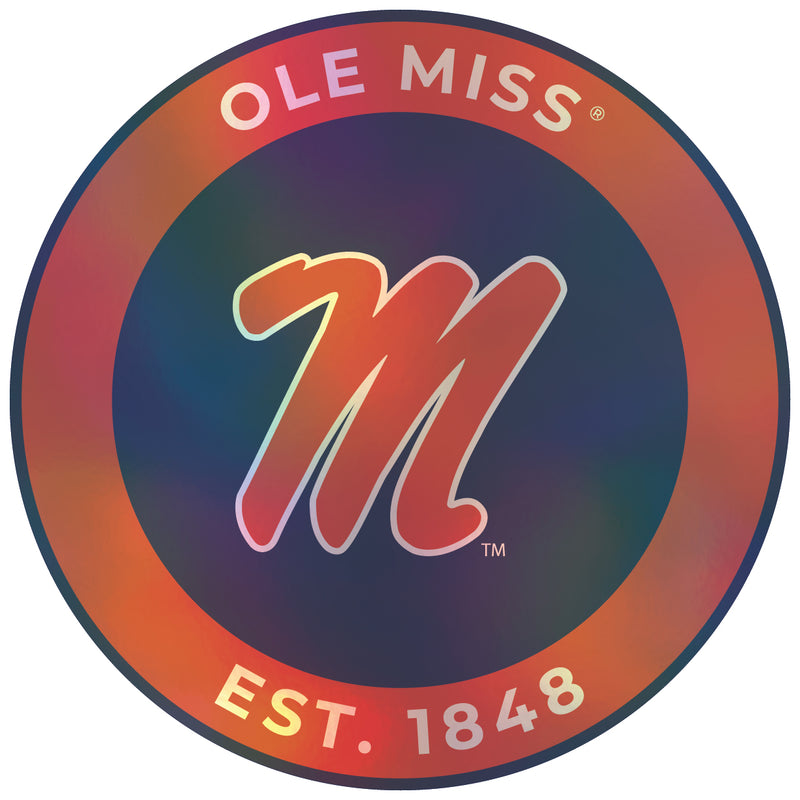 Mississippi Rebels "Ole Miss" 4-Inch Holographic Vinyl Decal Sticker Officially Licensed Collegiate Product 4-Pack