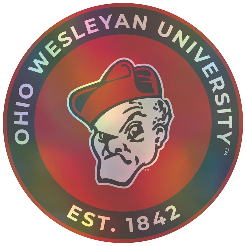 Ohio Wesleyan University 8-Inch Holographic Vinyl Decal Sticker Officially Licensed Collegiate Product 4-Pack