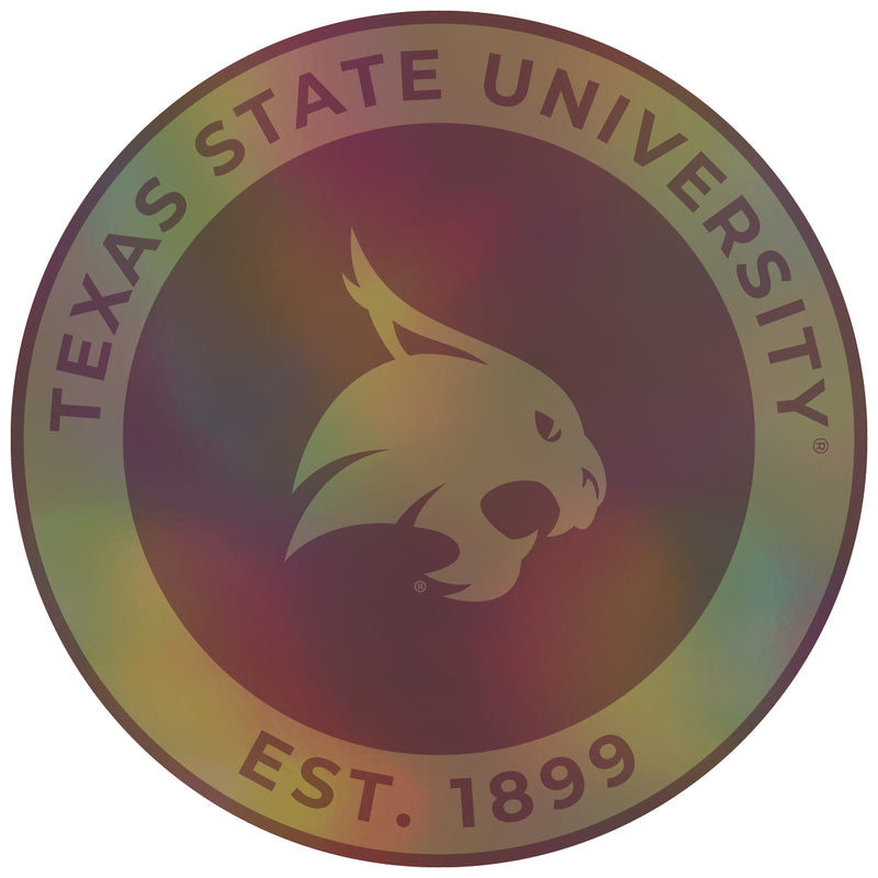 Texas State Bobcats 3-Inch Holographic Vinyl Decal Sticker Officially Licensed Collegiate Product 4-Pack