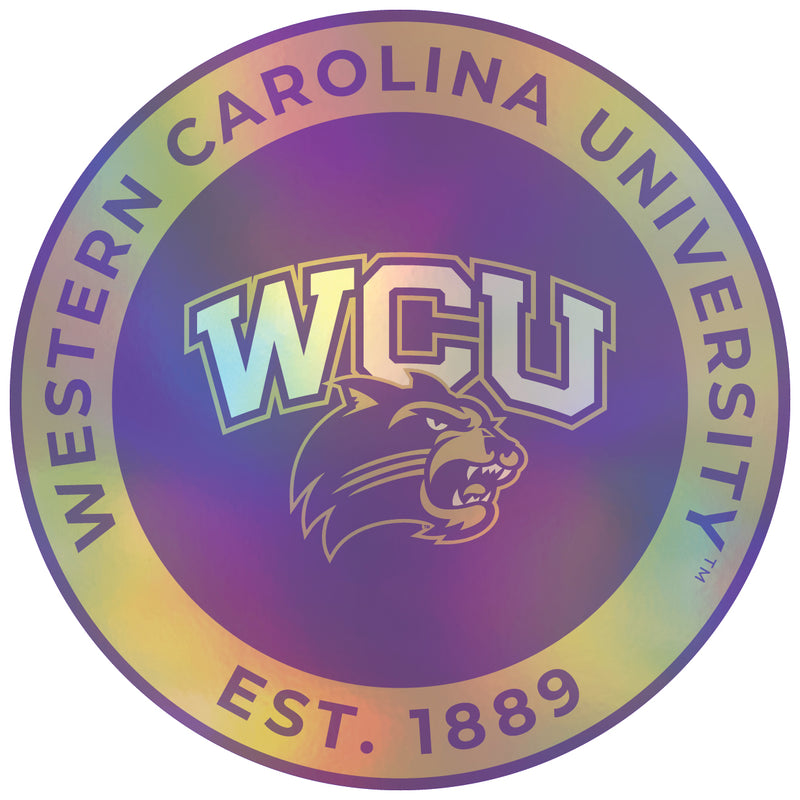 Western Carolina University 4-Inch Holographic Vinyl Decal Sticker Officially Licensed Collegiate Product 4-Pack
