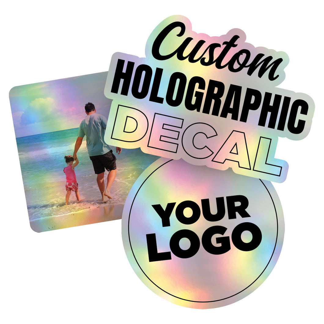 Personalized Holographic Vinyl Sticker Decal Custom Made Any Logo, Image, Text, or Name Die Cut to Shape