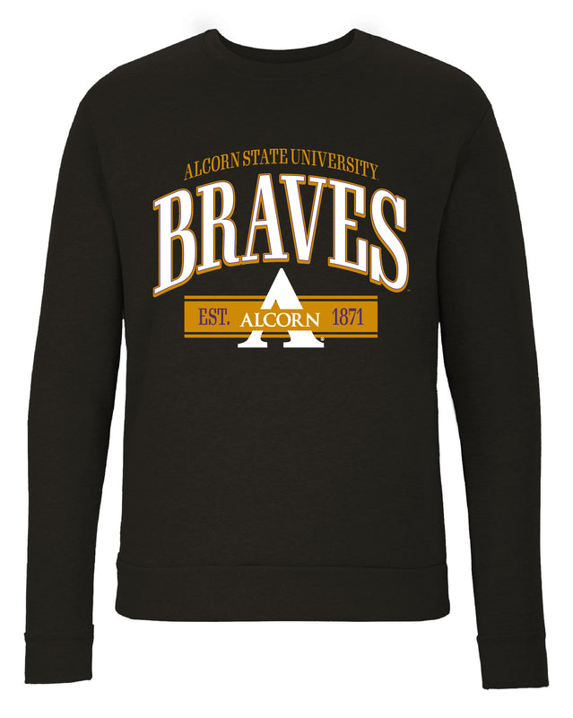 Alcorn State Braves Sweatshirt with Mascot Graphics – Officially Licensed Crewneck Pullover Large Front