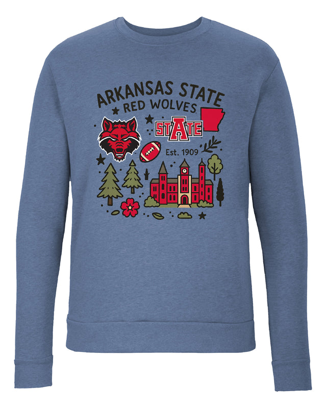 Arkansas State Sweatshirt with Medley Design – Officially Licensed Crewneck Pullover Large Front