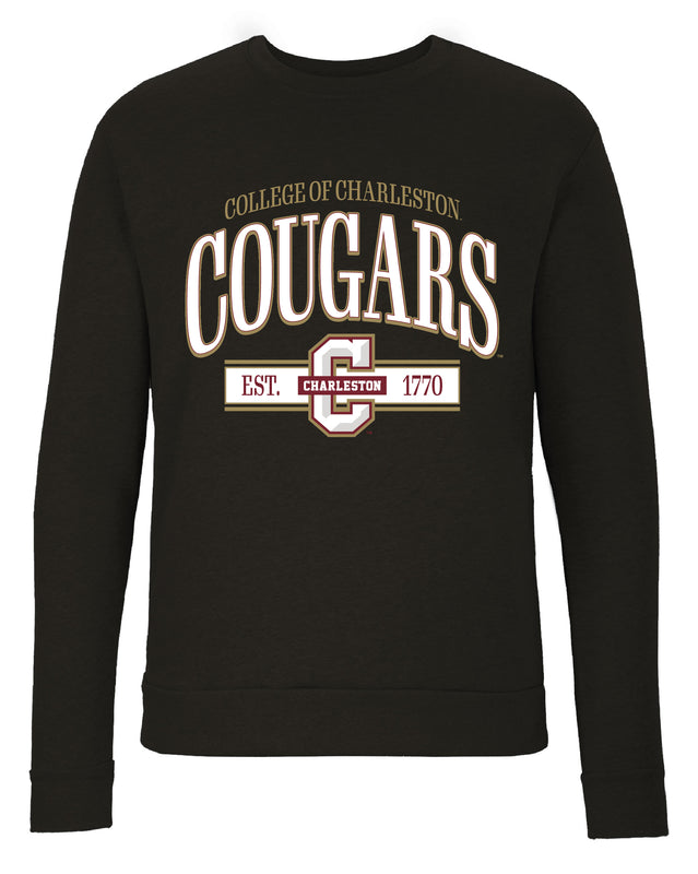 College of Charleston Sweatshirt with Mascot Graphics – Officially Licensed Crewneck Pullover Large Front