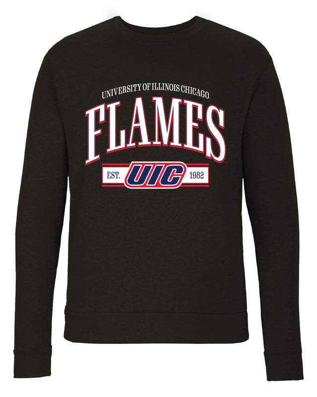 University of Illinois at Chicago Sweatshirt with Mascot Graphics – Officially Licensed Crewneck Pullover Large Front