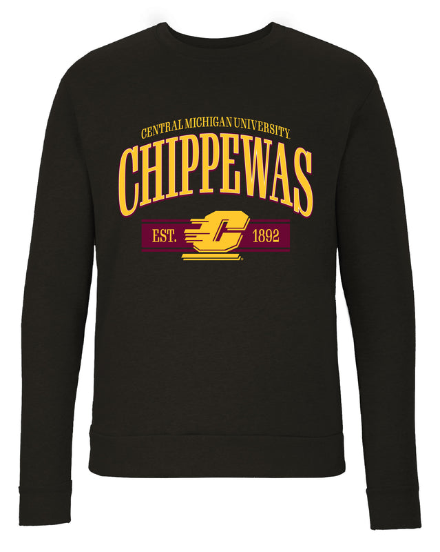 Central Michigan University Sweatshirt with Mascot Graphics – Officially Licensed Crewneck Pullover Large Front