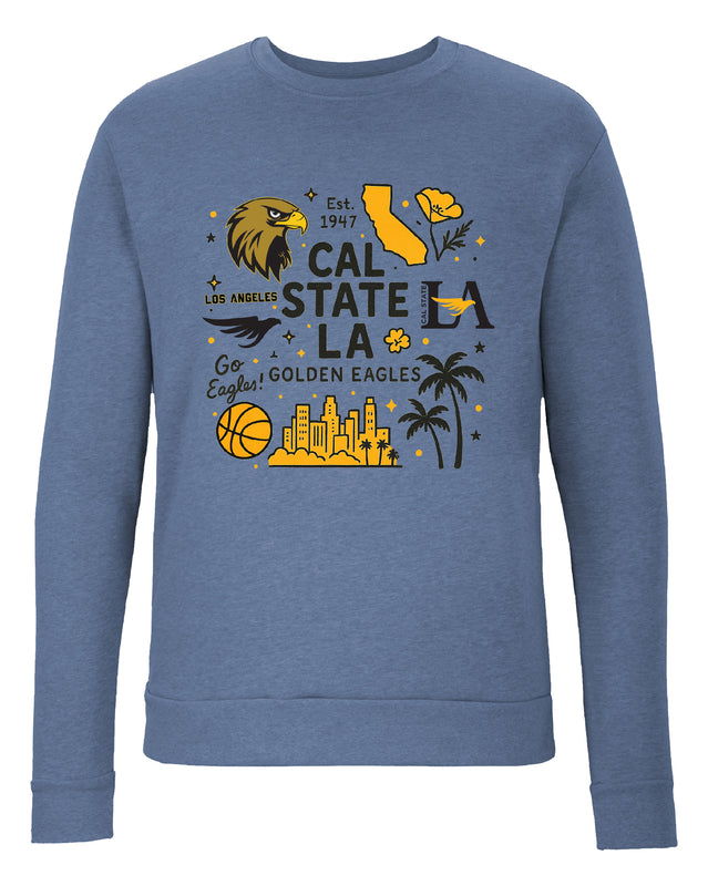 California State University Los Angeles Sweatshirt with Medley Design – Officially Licensed Crewneck Pullover Large Front