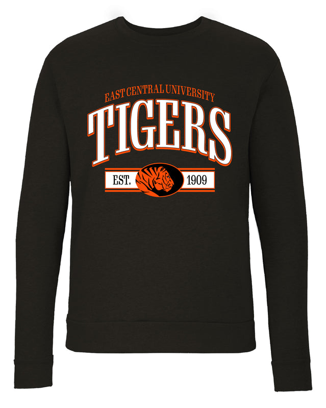 East Central University Tigers Sweatshirt with Mascot Graphics – Officially Licensed Crewneck Pullover Large Front