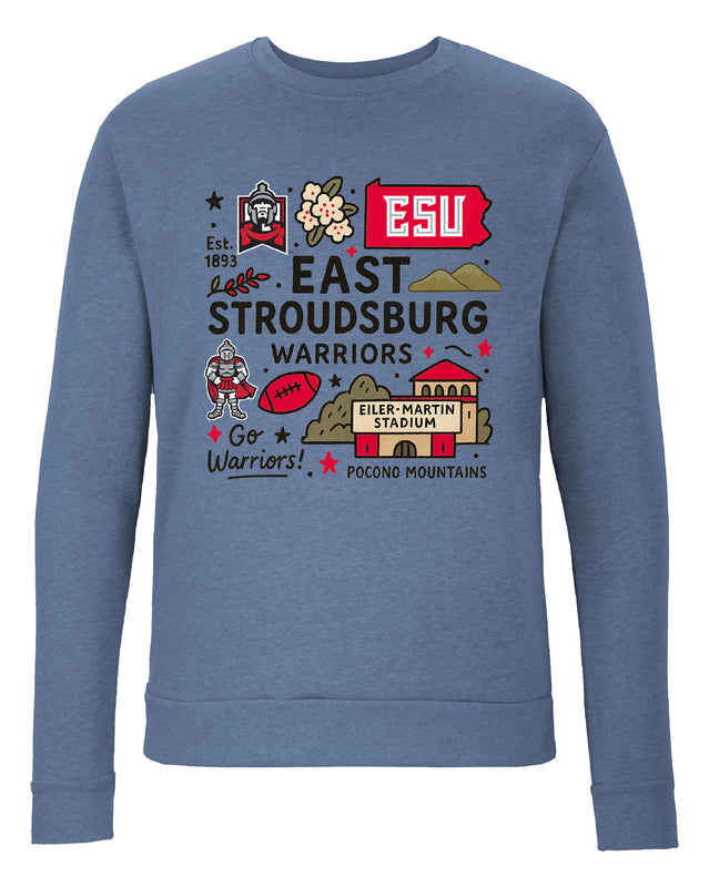 East Stroudsburg University Sweatshirt with Medley Design – Officially Licensed Crewneck Pullover Large Front