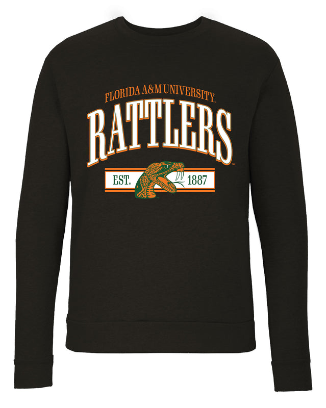 Florida A&M Rattlers Sweatshirt with Mascot Graphics – Officially Licensed Crewneck Pullover Large Front