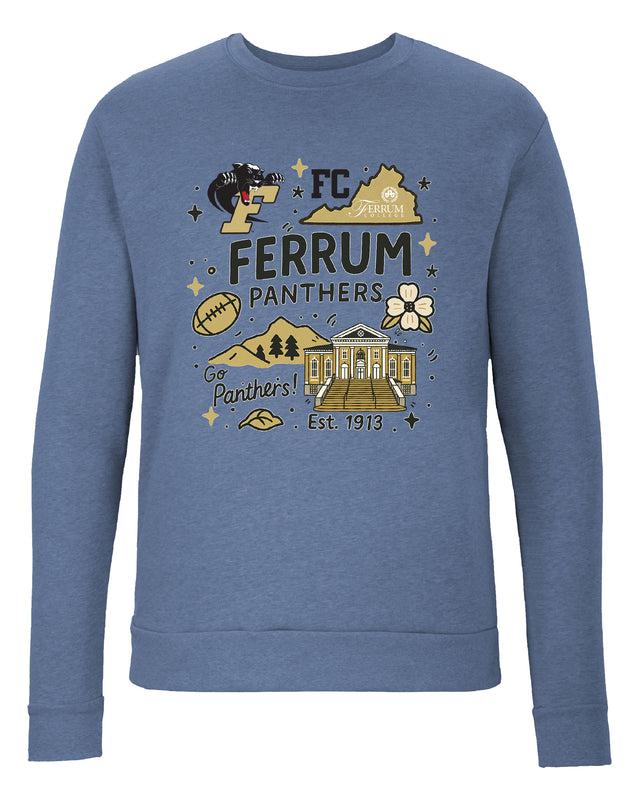 Ferrum College Sweatshirt with Medley Design – Officially Licensed Crewneck Pullover Large Front