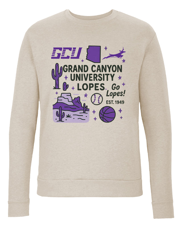 Grand Canyon University Lopes Sweatshirt with Medley Design – Officially Licensed Crewneck Pullover Large Front