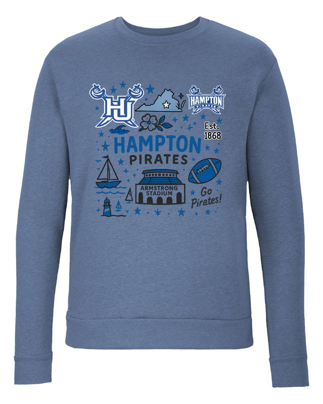Hampton University Sweatshirt with Medley Design – Officially Licensed Crewneck Pullover Large Front