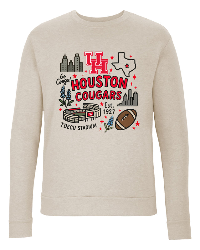 University of Houston Sweatshirt with Medley Design – Officially Licensed Crewneck Pullover Large Front