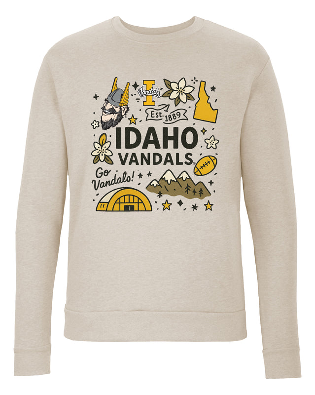 Idaho Vandals Sweatshirt with Medley Design – Officially Licensed Crewneck Pullover Large Front