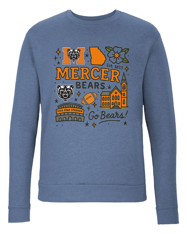 Mercer University Sweatshirt with Medley Design – Officially Licensed Crewneck Pullover Large Front