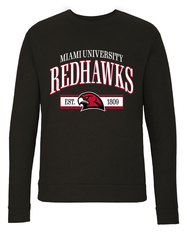 Miami University of Ohio Sweatshirt with Mascot Graphics – Officially Licensed Crewneck Pullover Large Front