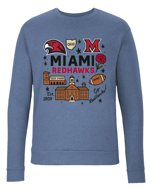 Miami University of Ohio Sweatshirt with Medley Design – Officially Licensed Crewneck Pullover Large Front