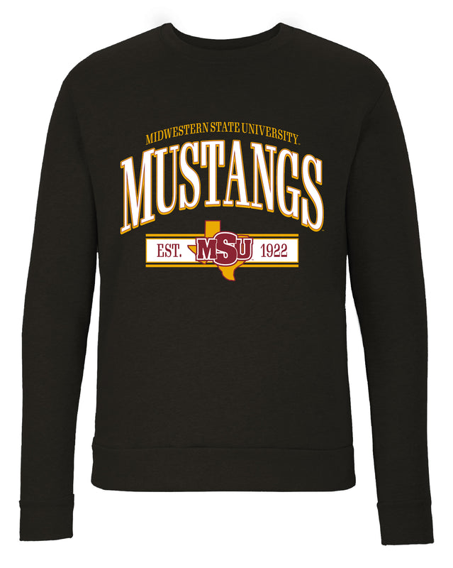 Midwestern State University Mustangs Sweatshirt with Mascot Graphics – Officially Licensed Crewneck Pullover Large Front