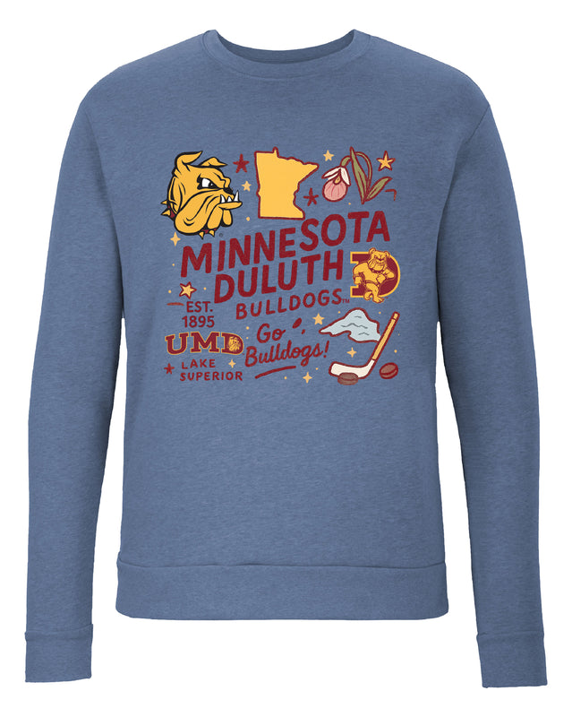 Minnesota Duluth Bulldogs Sweatshirt with Medley Design – Officially Licensed Crewneck Pullover Large Front
