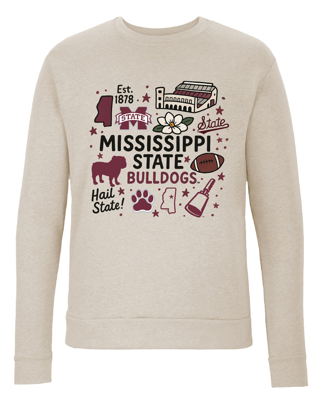 Mississippi State Bulldogs Sweatshirt with Medley Design – Officially Licensed Crewneck Pullover Large Front
