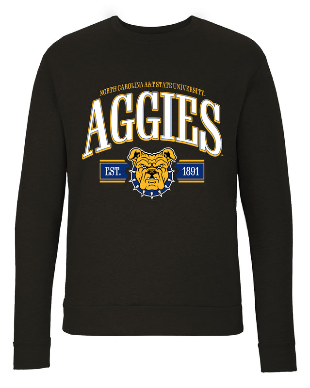 North Carolina A&T State Aggies Sweatshirt with Mascot Graphics – Officially Licensed Crewneck Pullover Large Front