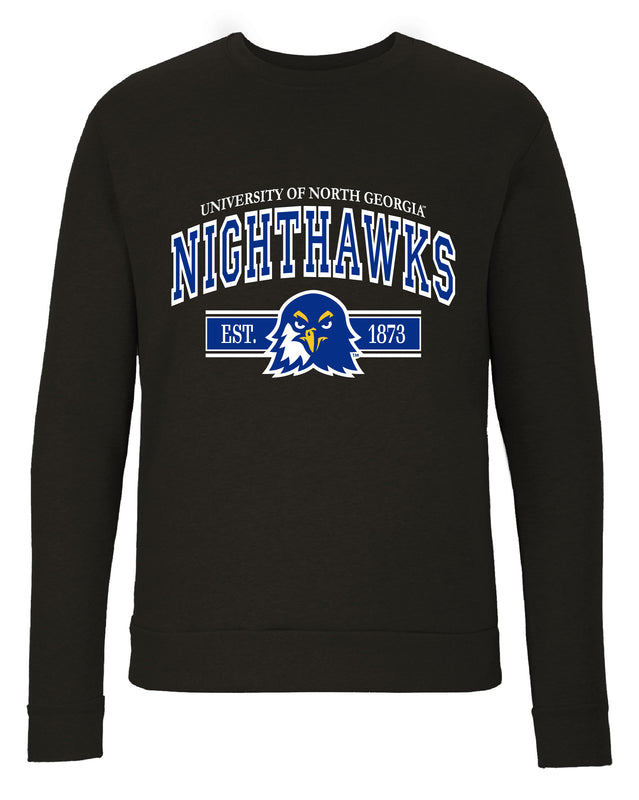 North Georgia Nighthawks Sweatshirt with Mascot Graphics – Officially Licensed Crewneck Pullover Large Front