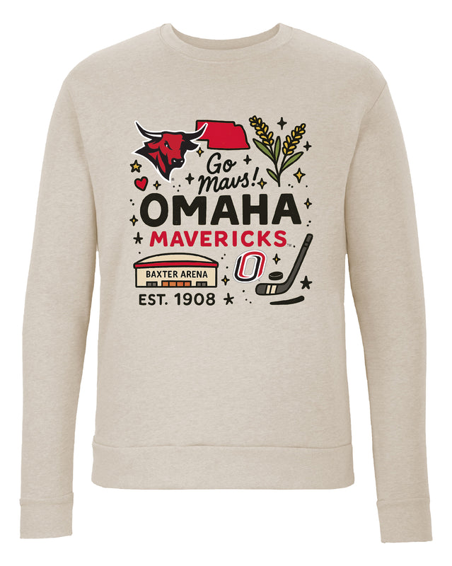 Nebraska at Omaha Sweatshirt with Medley Design – Officially Licensed Crewneck Pullover Large Front