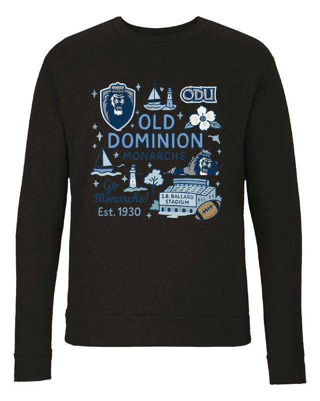 Old Dominion Monarchs Sweatshirt with Medley Design – Officially Licensed Crewneck Pullover Large Front