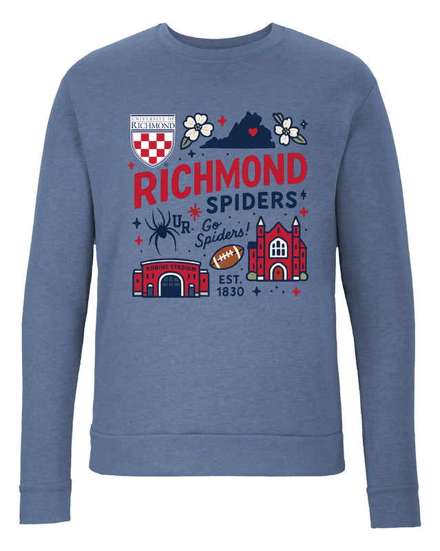 Richmond Spiders Sweatshirt with Medley Design – Officially Licensed Crewneck Pullover Large Front