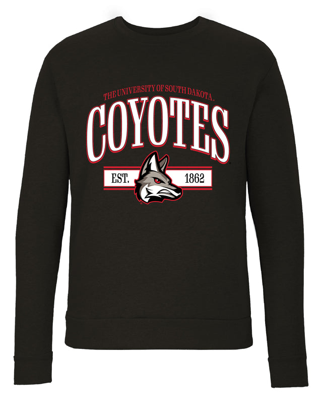 South Dakota Coyotes Sweatshirt with Mascot Graphics – Officially Licensed Crewneck Pullover Large Front