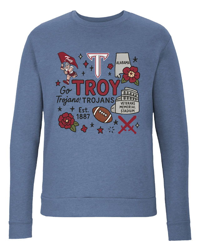 Troy University Sweatshirt with Medley Design – Officially Licensed Crewneck Pullover Large Front
