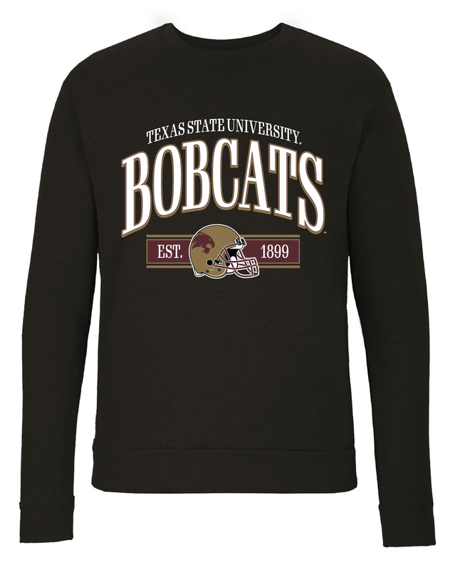 Texas State Bobcats Sweatshirt with Mascot Graphics – Officially Licensed Crewneck Pullover Large Front