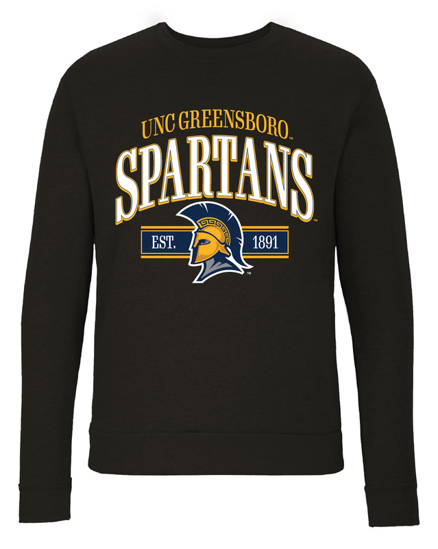 North Carolina Greensboro Spartans Sweatshirt with Mascot Graphics – Officially Licensed Crewneck Pullover Large Front