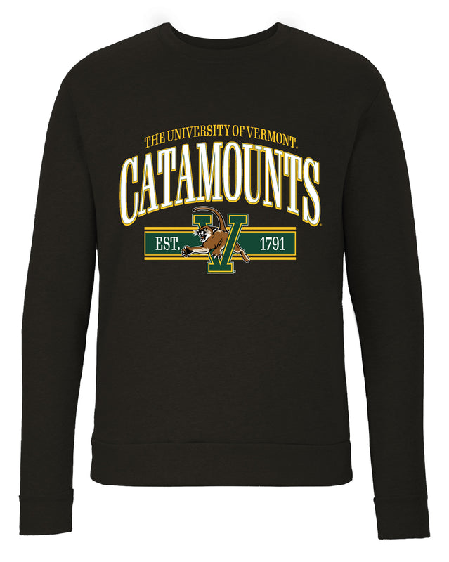 Vermont Catamounts Sweatshirt with Mascot Graphics – Officially Licensed Crewneck Pullover Large Front